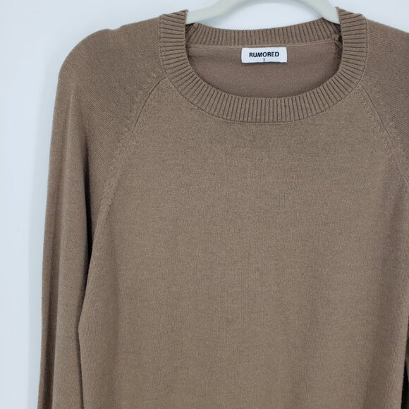 Rumored Tahoe Pullover Jumper Sweater S Womens Relaxed Oversized Fit Teddy Tan - Picture 5 of 10